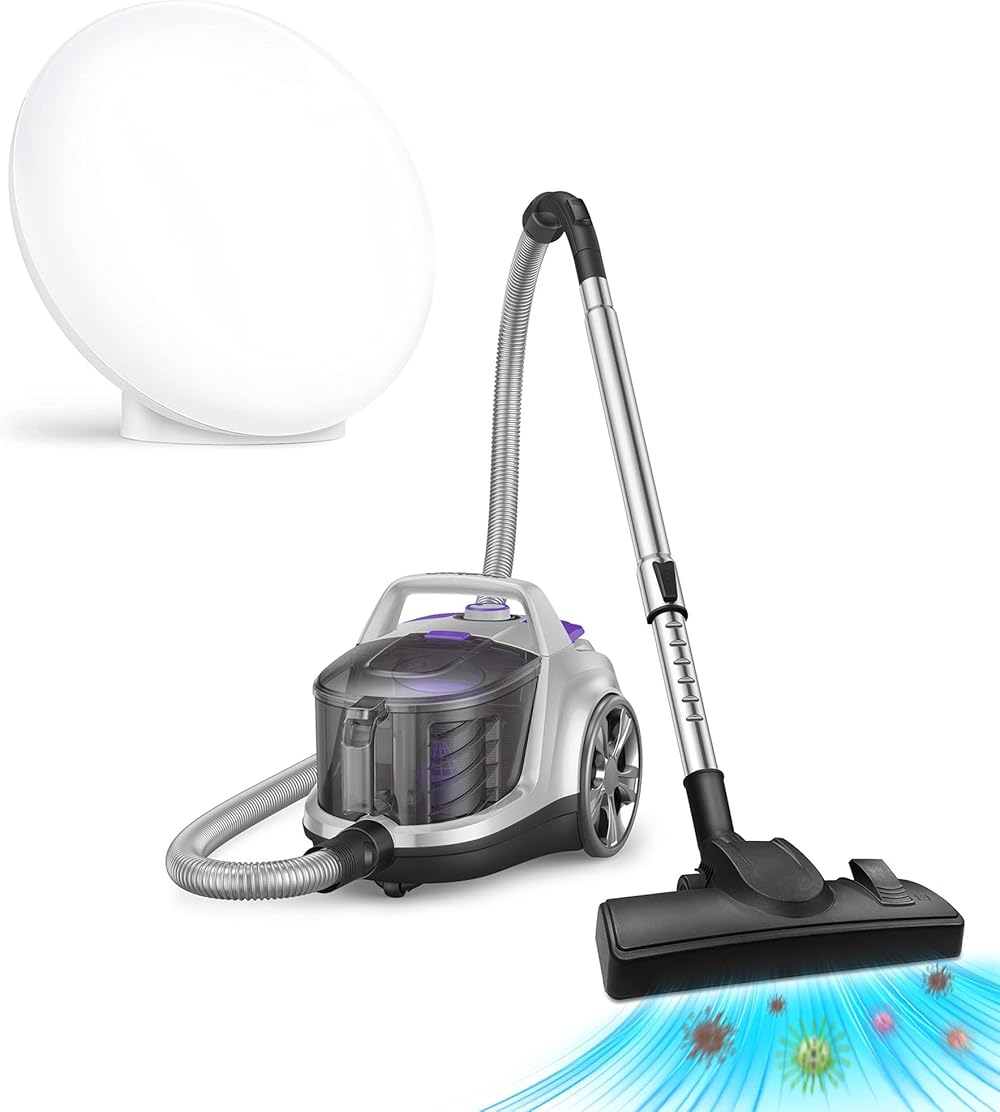 Vacuum Cleaners for Home,1200W Lightweight & Powerful Vac with 5 Tools&3 HEPA Filter Set for Hard Floors,Carpet,Pet,Upholstery,Tiles and Car(24Kpa/3.7Qt Large Capacity)