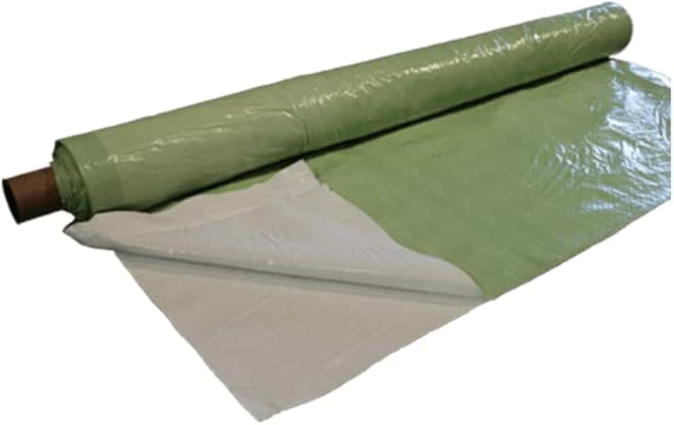 Dura-Skrim Reinforced Plastic Sheeting - 12 mil - (4' x 200') - Thick, Heavy Duty Polyethylene Film, Drop Cloth Vapor Barrier for Crawlspace, Garden, Greenhouses & More