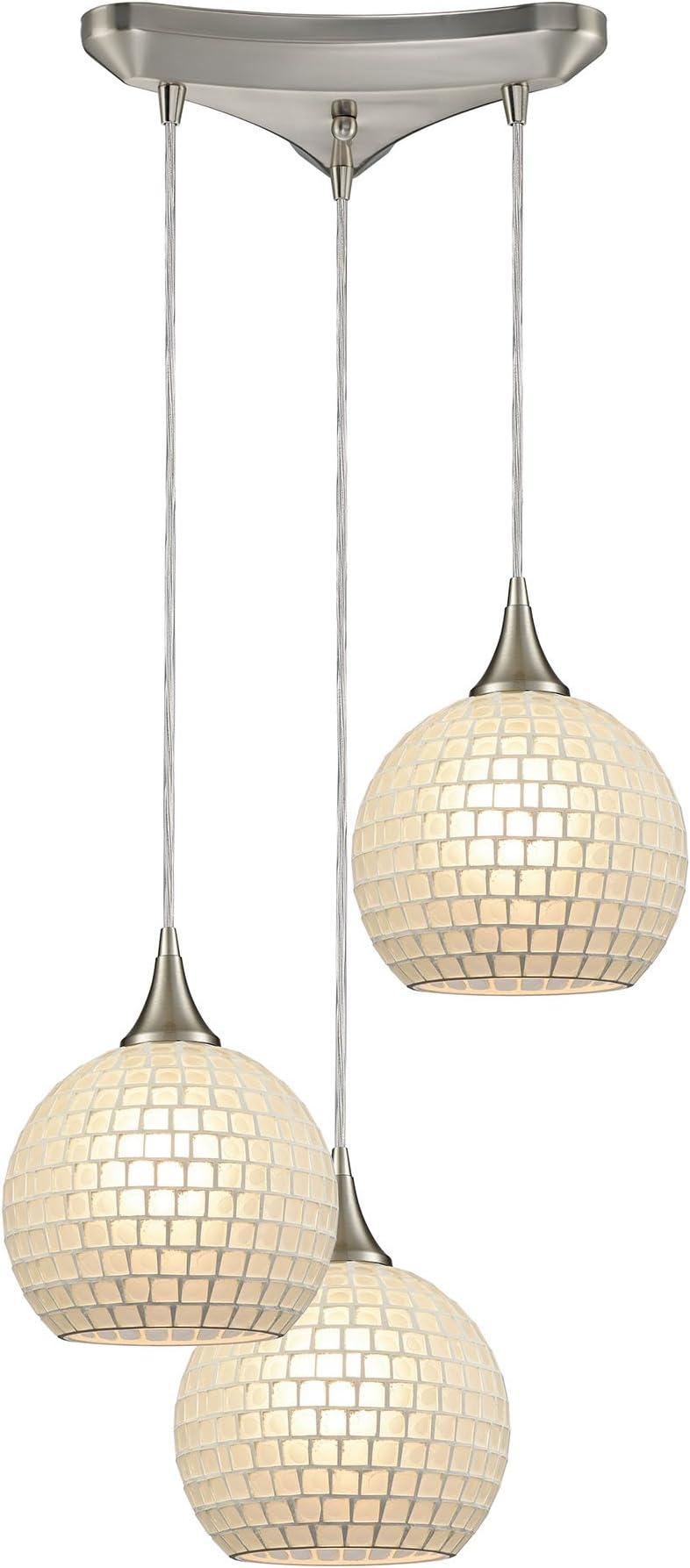 529-3WHT Fusion 12'' Wide 3-Light Multi Pendant in Satin Nickel