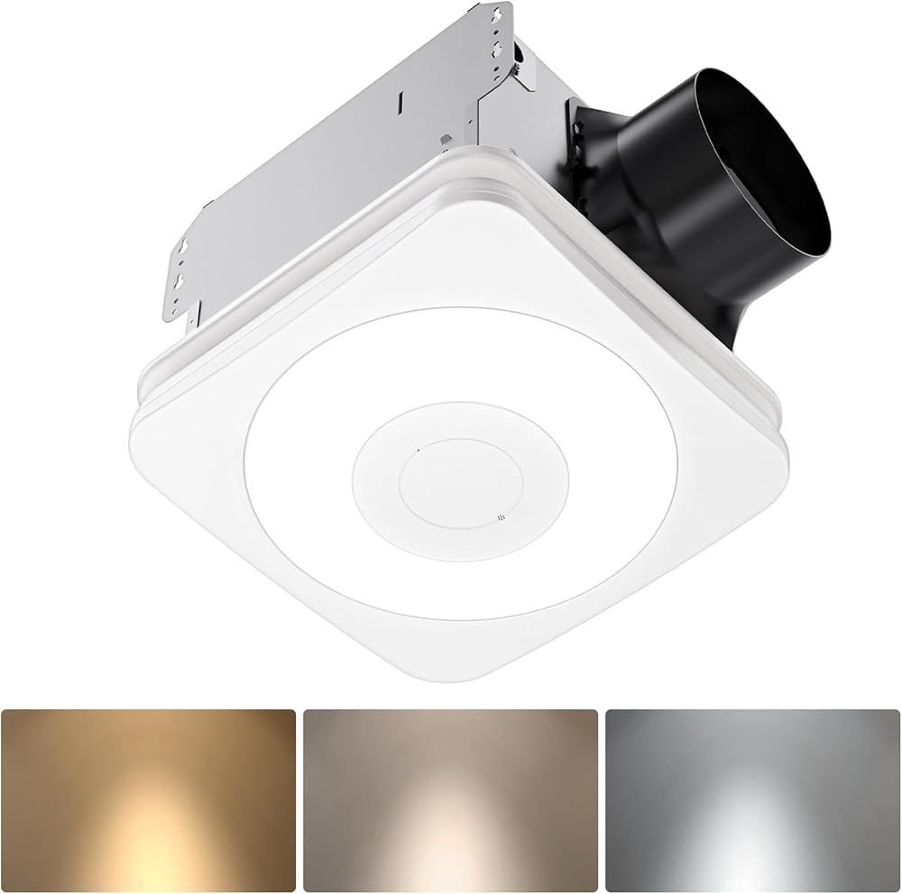 OREiN OL003 Bathroom Exhaust Fan with Light, 40W Bathroom Fan with Humidity Sensor, 160 CFM 1.0 Sones Bathroom Vent Fan with Light for Home, 1500lm LED Light 3000K/4000K/5000K Selectable & Nightlight