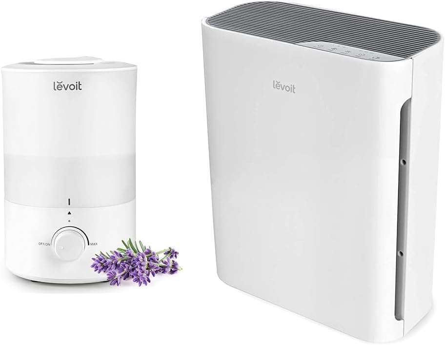 LEVOIT Humidifiers for Bedroom, Quiet (3L Water Tank) Cool Mist Top Fill Essential Oil Diffuser & Air Purifiers for Home Large Room, HEPA Filter Cleaner with Washable Filter for Allergies