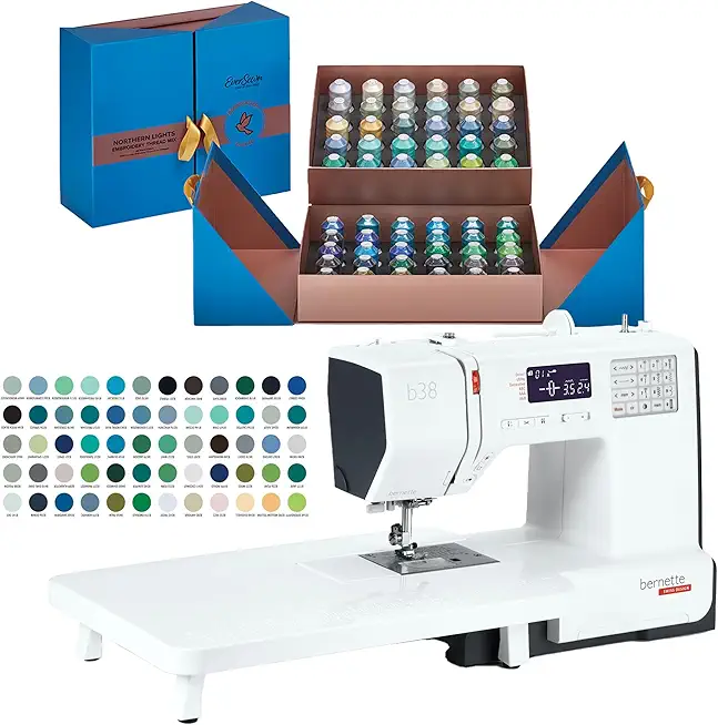 Bernette B38 Affordable Computerized Sewing Machine with Northern Lights Thread Bundle - Versatile Stitches, User-Friendly Operation, and Complete Setup for Creative Sewing Enthusiasts