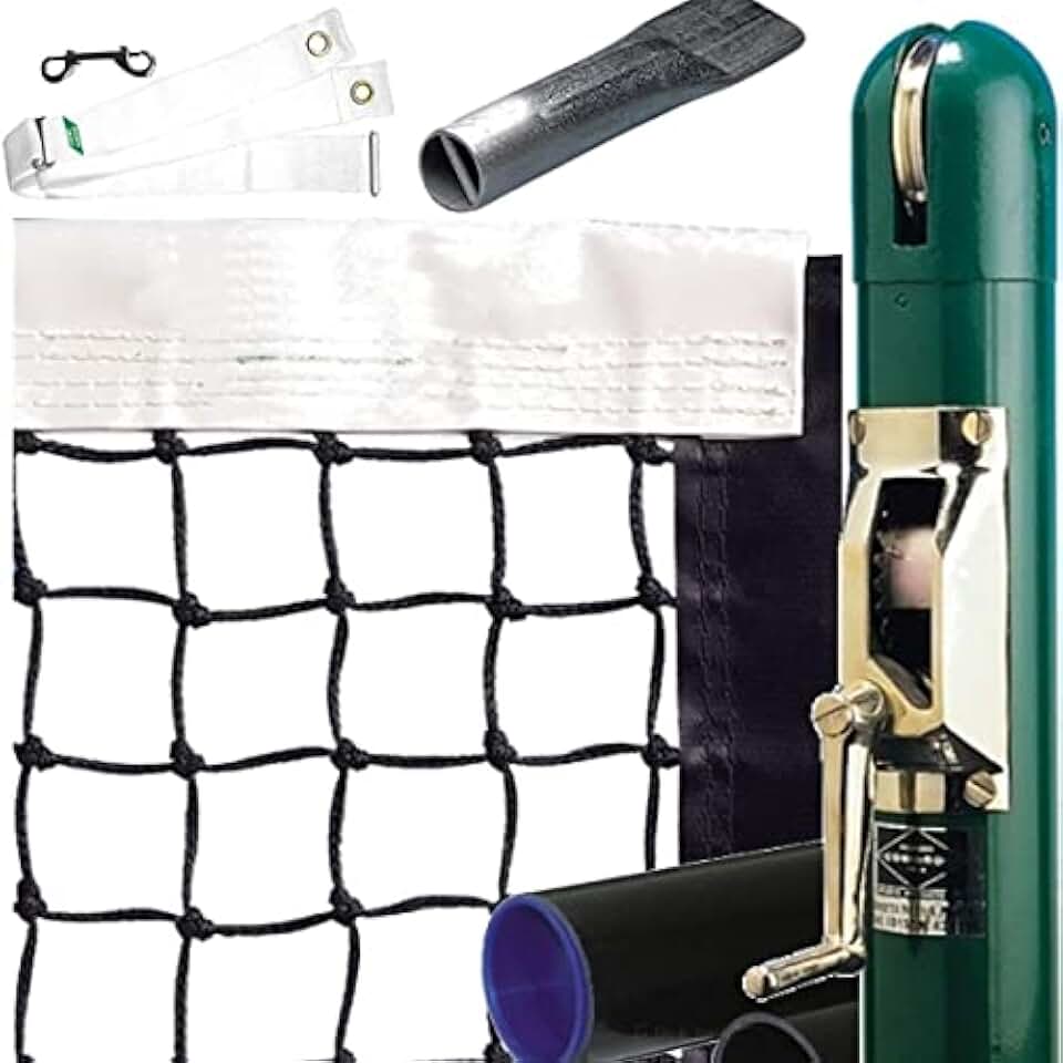 Permanent Pickleball Court Package (Includes Regulation Size Net, Inground Post, Post Sleeves, Center Strap and Pipe Anchor) - Everything Needed for a Regulation Size Court