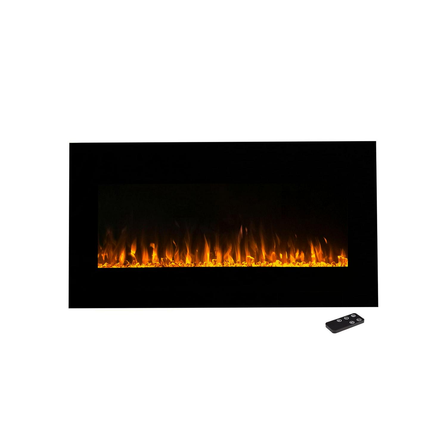 Hastings Home 36-in W Black LED Electric Fireplace