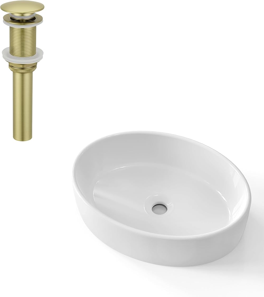KES Bathroom Sink Countertop Modern Ceramic Above Counter Bathroom Pop Up Drain Assembly Stopper, BVSO127+S2008D-BZ
