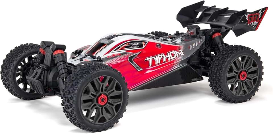 ARRMA 1/8 Typhon 4X4 V3 3S BLX Brushless Buggy RC Truck RTR (Transmitter and Receiver Included, Batteries and Charger Required), Red, ARA4306V3, Unisex Adult