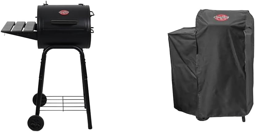 Char-Griller® Patio Pro Charcoal Grill and Smoker with Cast Iron Grates, 250 Cooking Square Inches and Char-Griller 6060 Patio Pro Charcoal Grill Cover