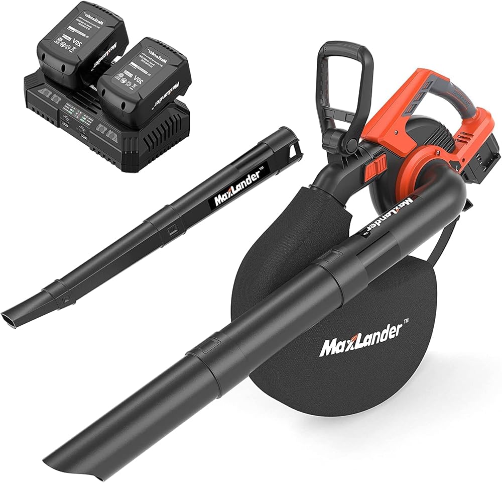 MAXLANDER 3 in 1 Cordless Leaf Blower & Vacuum with Bag, Brushless Battery Powered Leaf Vacuum Mulcher 40V 170MPH 360CFM 5 Speeds Leaf Blowers for Lawn Care 2x4.0Ah Battery & Charger Included