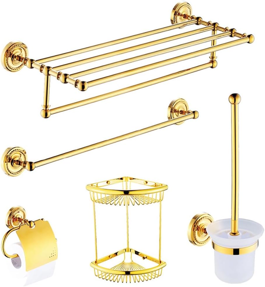 All Copper Gold Towel Rack Set Bathroom Towel Storage Rack
