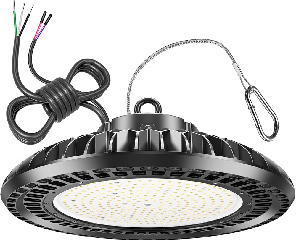 400W LED High Bay Light 56000LM 5000K 120VAC UFO Light IP65 Waterproof Dimmable Commercial Bay Lighting for Workshop|Garage|Factory -ETL&DLC Listed