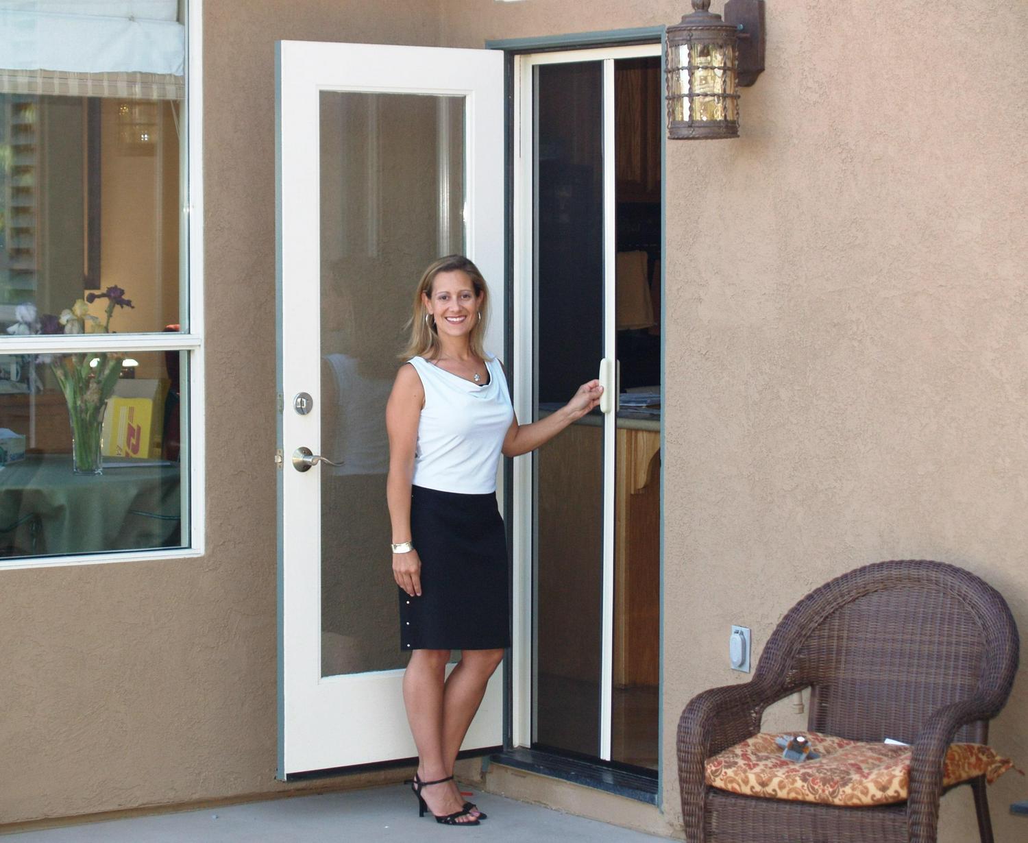 Casper Disappearing Screens 36-in x 84-in Black Aluminum Retractable Screen Door