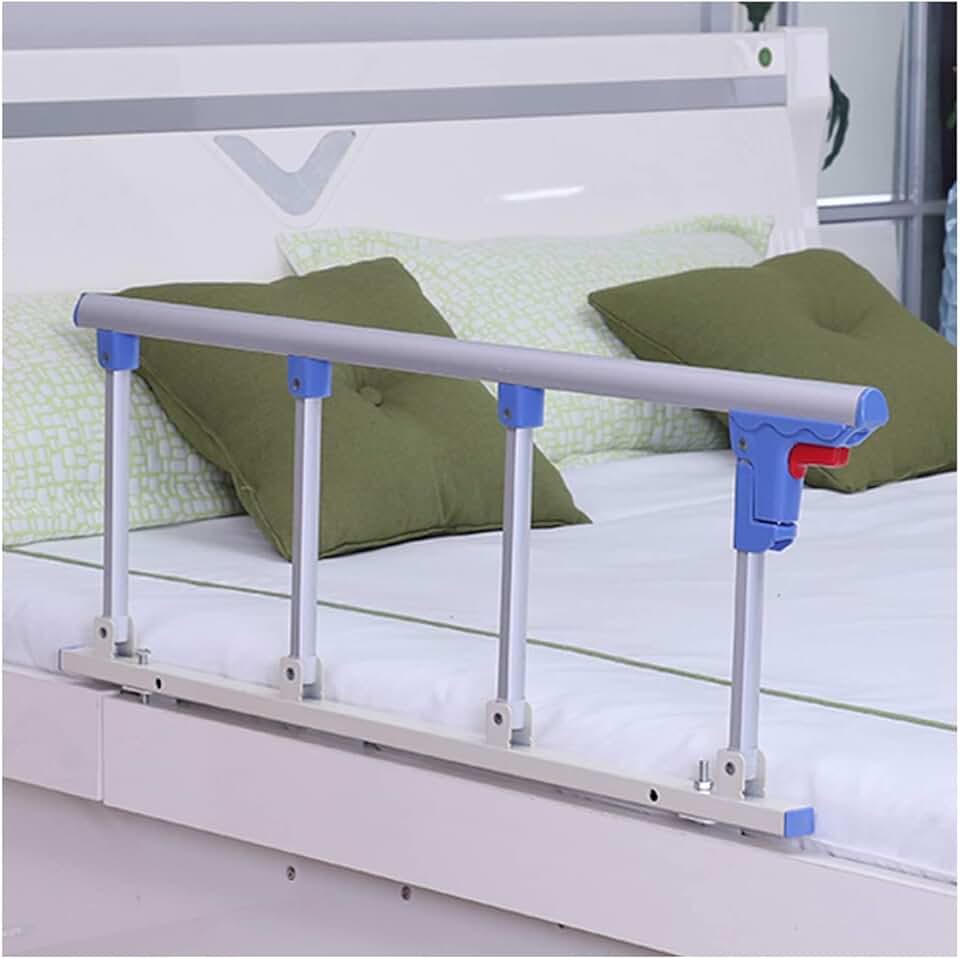 Side for Elderly Bed Rails Assist Handle Railing Bed Side Rail for Adults Safety Folding Handrail Swing Grab White Blue Aluminum Alloy Assistance Bed Side Handrail (95x40cm)