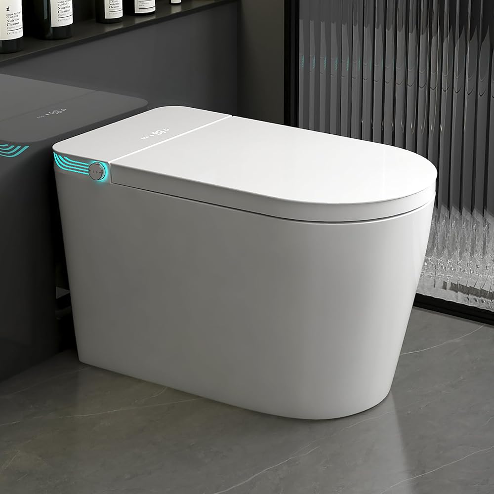 Smart Toilet with Bidet Built In, Auto Open/Close Lid & Flush, Large One-Piece Smart Toilet for Bathrooms, White with Heated Seat, Built In Tank, Warm Water & Dryer - ACEPILOT-602C