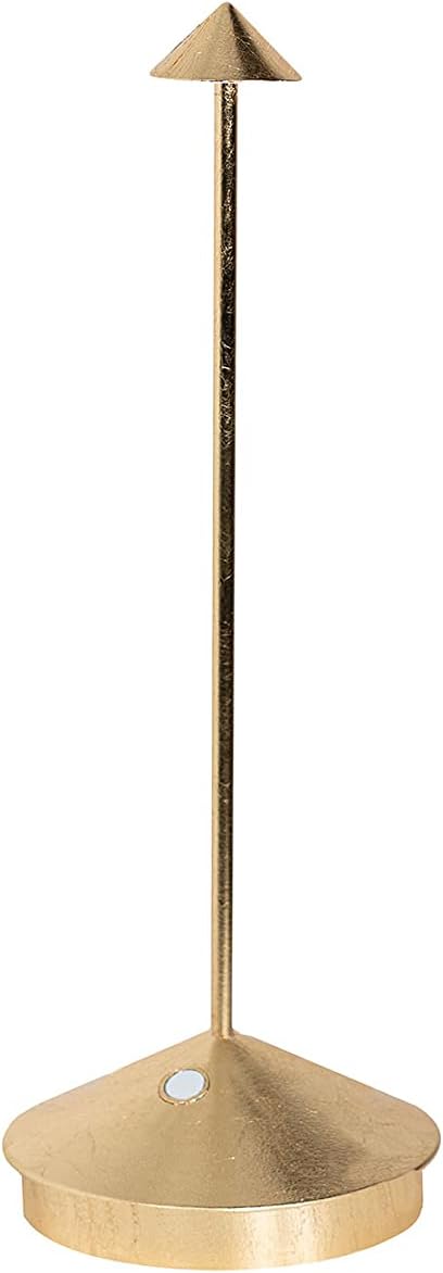 Zafferano Pina Pro LED Table Lamp (Color: Gold Leaf) in Aluminum, IP54 Protection, Contact Charging Base, 11