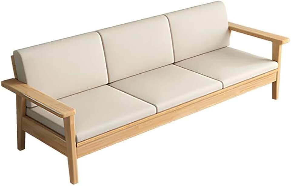 LITFAD Wood Frame Sofa Modern Upholstered Sofa Couch Minimalist Lounge Sofa with Cotton and Linen Foam Cushion Back, 79