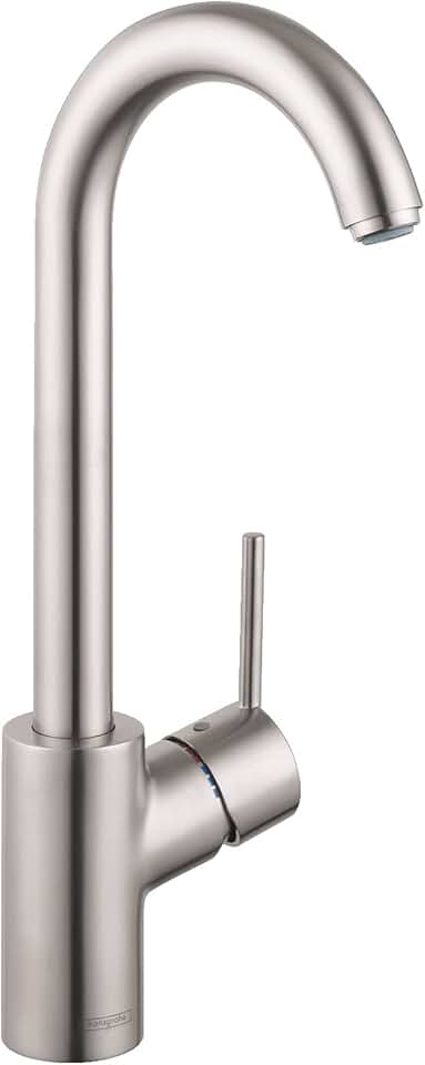 hansgrohe Talis S Stainless Steel Bar Kitchen Faucet, Bar Sink Faucet Single Hole, Faucet for Kitchen Sink, Stainless Steel Optic 04287800