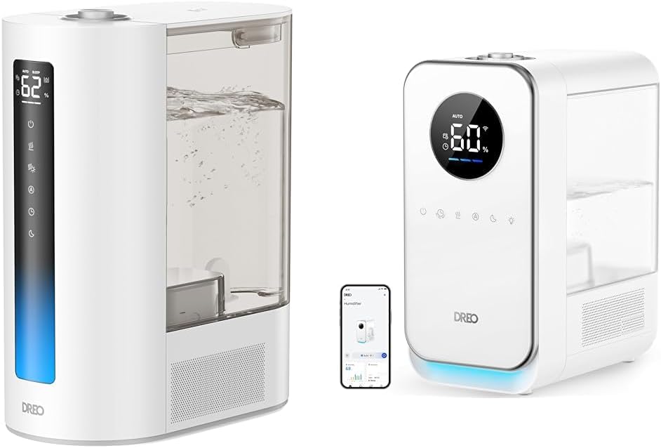 Dreo 6L Humidifiers for Bedroom and Large Room, Cool & Warm Mist Humidifier for Plants & Humidifiers for Bedroom Home, Top-filled 5L Smart Quiet Cool Mist Humidifiers for Large Room