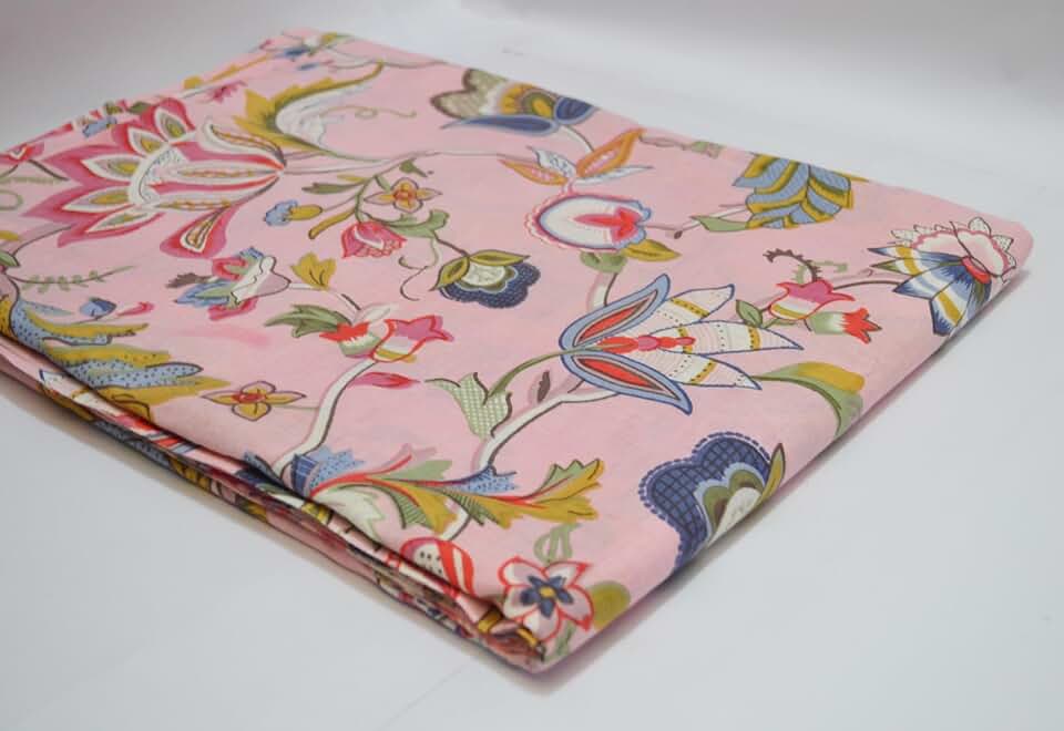 Scrren Print Dressmaking by The Yard Fabric 100% Cotton Floral Print Fabric for Sewing Crafting Ethnic Running Natural Dye Sanganeri Indian Fabric by The Yard 508 (50 Yard pre Cut)