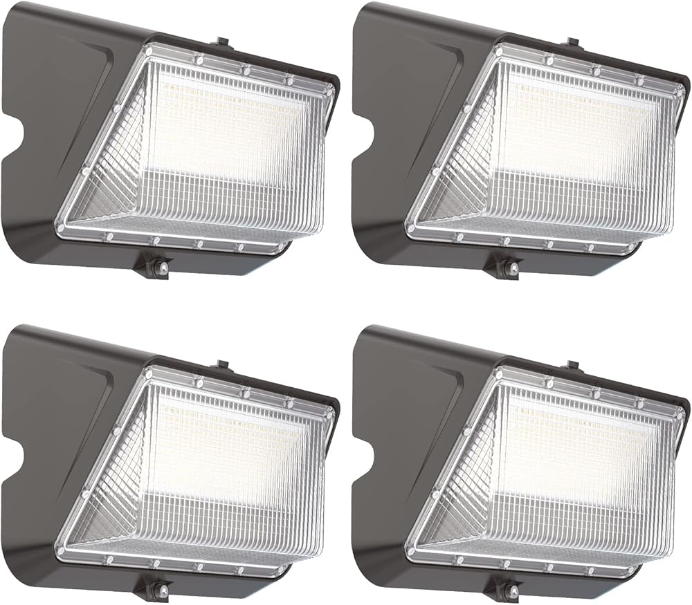 4 Pack 120W LED Wall Pack Light with Dusk to Dawn Photocell, 14400lm Quick Installation Wall Lights AC100-277V, IP65 Waterproof Commercial Security Lighting for Garage, Yard, Factory