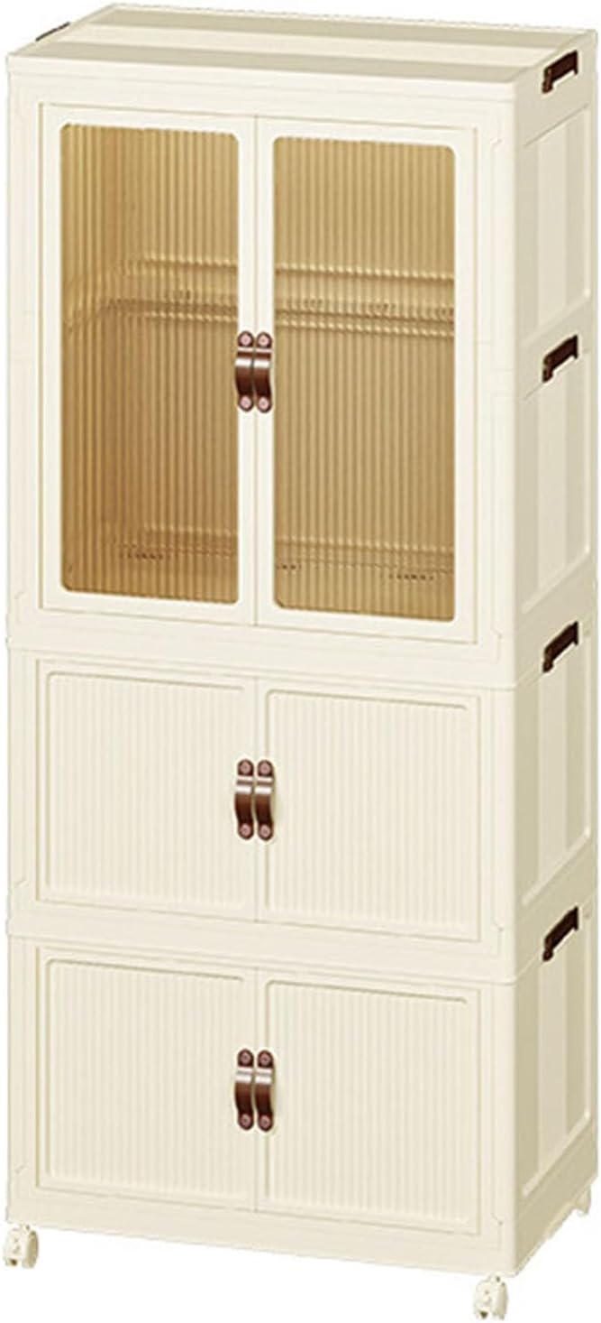 Collapsible Storage Bins for Home, Stackable Storage Cart Bins, Folding Storage Containers Closet Organizer Utility with Wheels, for Small Apartment Narrow Space