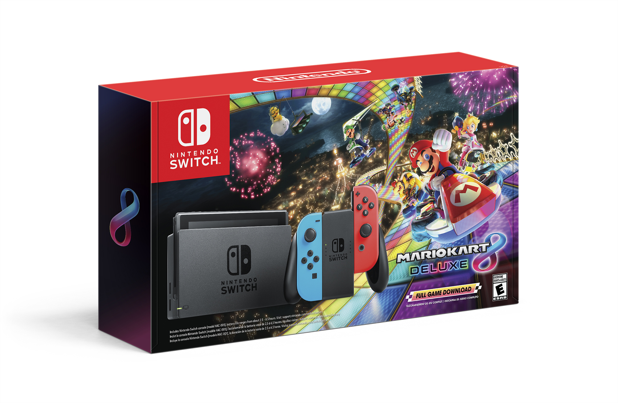 Nintendo Switch Bundle with Mario Kart 8 Deluxe - Neon Red/Blue
