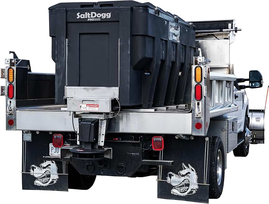 Buyers Salt Dogg SaltDogg, 3 yd Electric Truck Bed Rock Salt Broadcast Spreader w Chain, Max. Spread Width 30 ft, Model# PRO3000CH