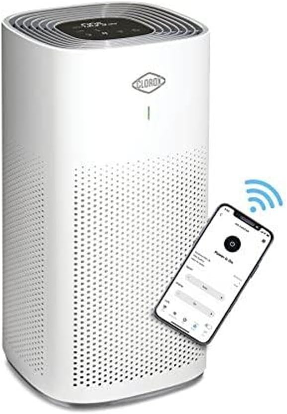 Clorox Smart Air Purifiers for Home, True HEPA Filter, Works with Alexa, Large Rooms up to 1,500 Sq Ft, Removes 99.9% of Viruses, Wildfire Smoke, Mold, Allergies, Dust, AUTO Mode, Whisper Quiet