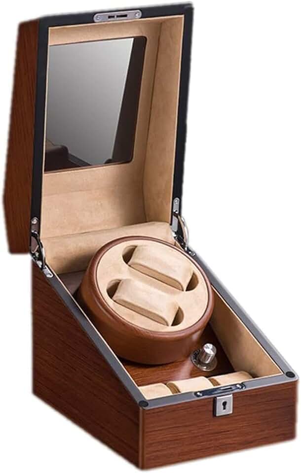 Household Automatic Double Watch Winder Woodgrain Watch Display Box Storage Case with 5 Modes,Quiet Mabuchi Motor for Men Women, 2+3 Watches Storage Box Case Soft and Flexible Watch Pillows Wat Y88
