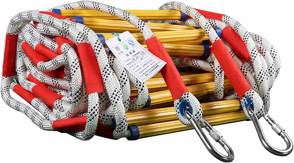 Portable Rope Ladder Fire Escape, Emergency Escape Ladder for Climbing Aerial Work Rescue Project, Reusable Flame Resistant Safety Ladders,49FT/15M