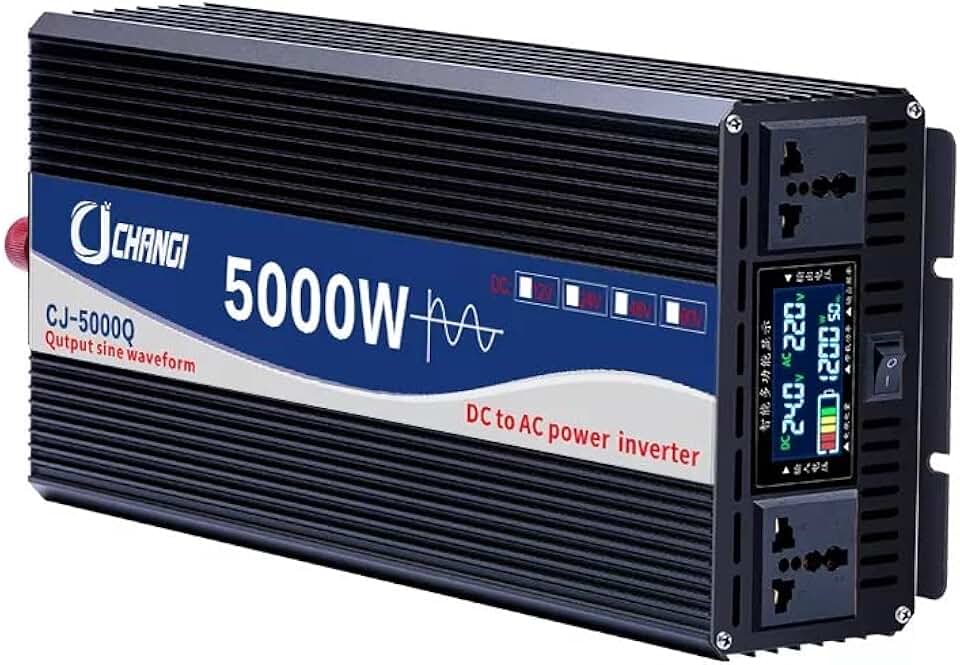 Power Inverter 12V/24V/48V/60V DC to 220V AC with LED Display Vehicles Cars Power Inverter Transformer Adapter Portable Automobile Power Supply US Plug (DC12V to AC220V/5000W)