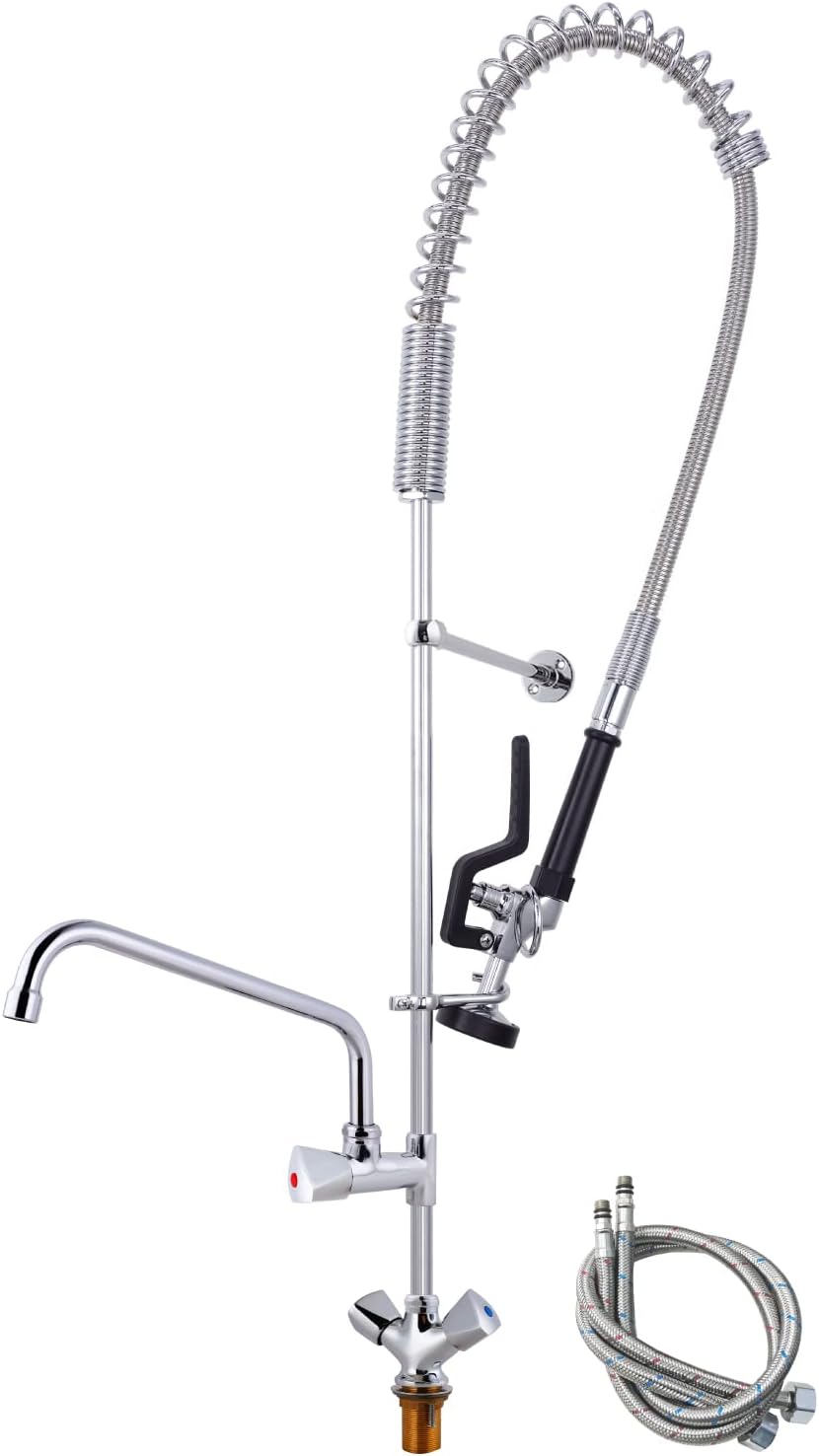 Commercial Sink Faucet with Sprayer Deck Mounted Kitchen Faucet Sigle Hole 43