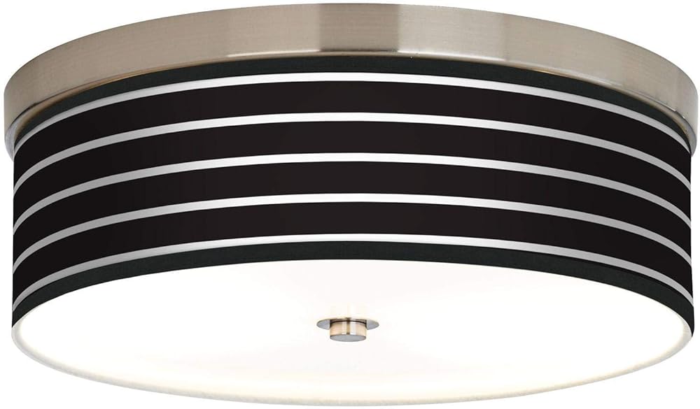 Bold Black Stripe Giclee Energy Efficient Ceiling Light with Print Shade