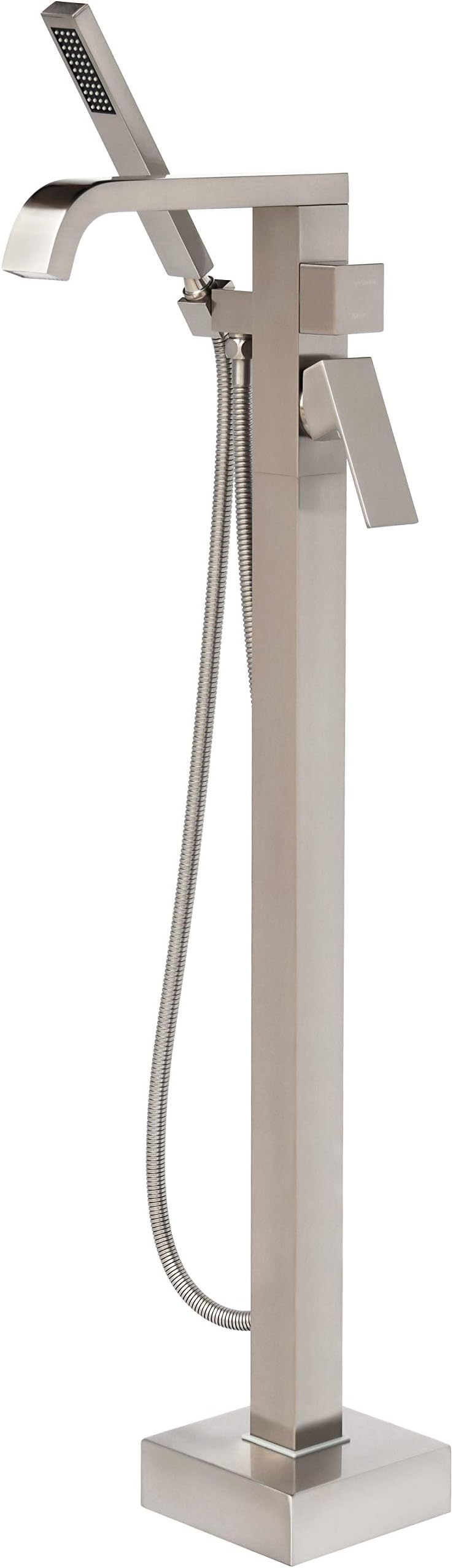 Freestanding Tub Faucets Bathtub Fillers Brushed Nickel Floor Mounted Mount Faucet Filler For Bathtubs Tubs High Flow 11.9GPM Bathroom With Hand Shower