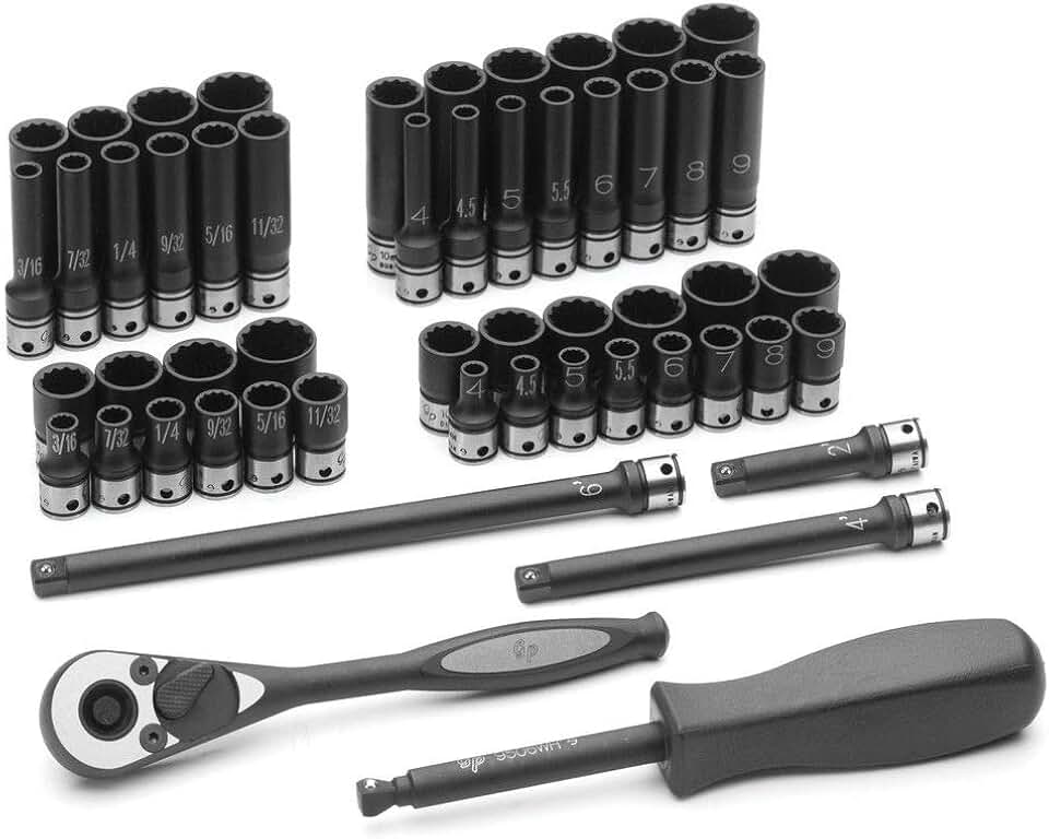 Grey Pneumatic Corp - 1/4 Dr. 53Pc Fract. Metric Duo-Socket Set - 12 (89253CRD)