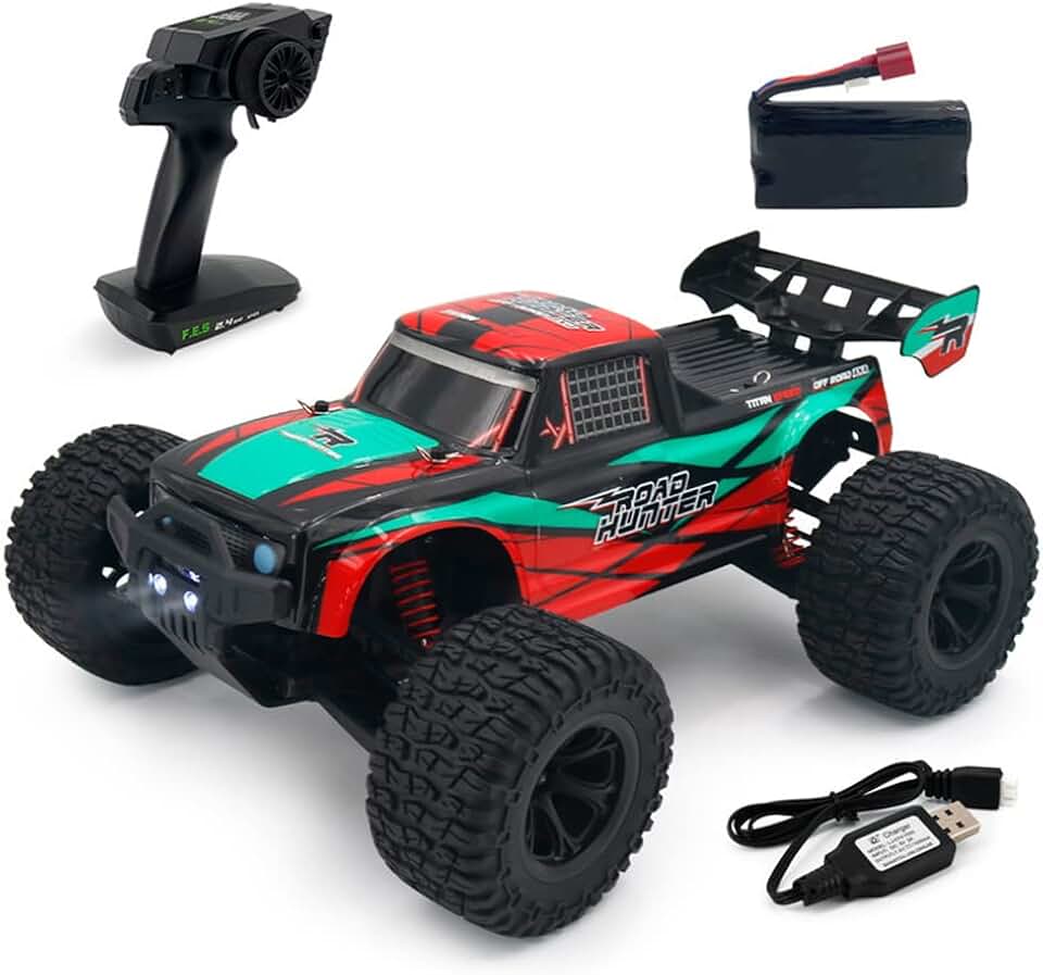 1/10 4WD Remote Control Vehicle High Speed 48km/h RC Car Remote Control Trunk Off Road All Terrain Upgradable DIY Vehicles Models RTR Toys with Two Rechargeable Batteries