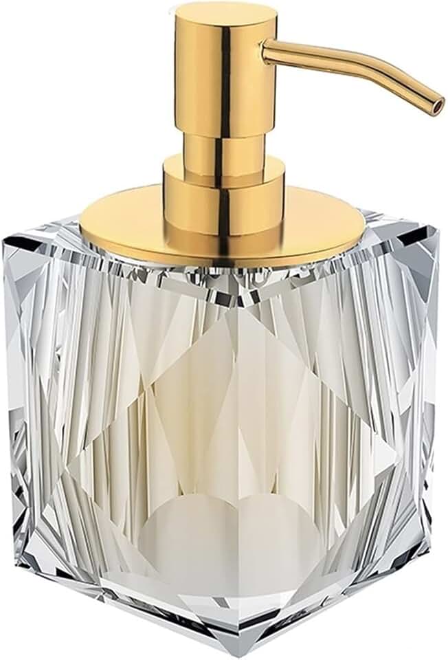 Hand Soap Dispenser 250ml Crystal Glass Soap Dispenser Electroplating Pump Head Lotion Home Bathroom Square Soap Dispenser,Gold Countertop Soap Dispenser Bracket