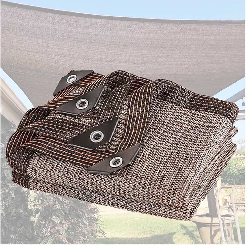 Shade Cloth for Garden Brown, 90% Outdoor Sun Shade Net, Reinforced Grommets Shade Trap for Greenhouse, Plant, Pergola, and Backyard Patio Sunshade