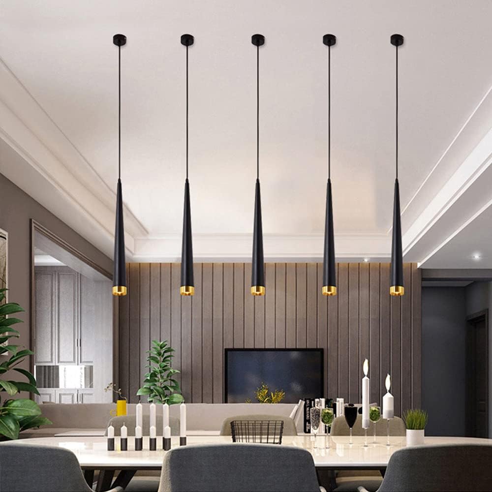 Chandelier 5 Pcs Restaurant Suit Chandelier Black Gold Downlight Dining Table Pendant Lights Creativity Bar Bar Chandelier Front Desk Single Head Hanging Lights Adjustable Height of The Spotlight ,ke