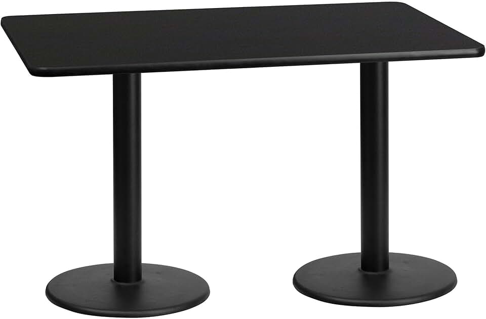 Flash Furniture 30'' x 60'' Rectangular Black Laminate Table Top with 18'' Round Table Height Bases
