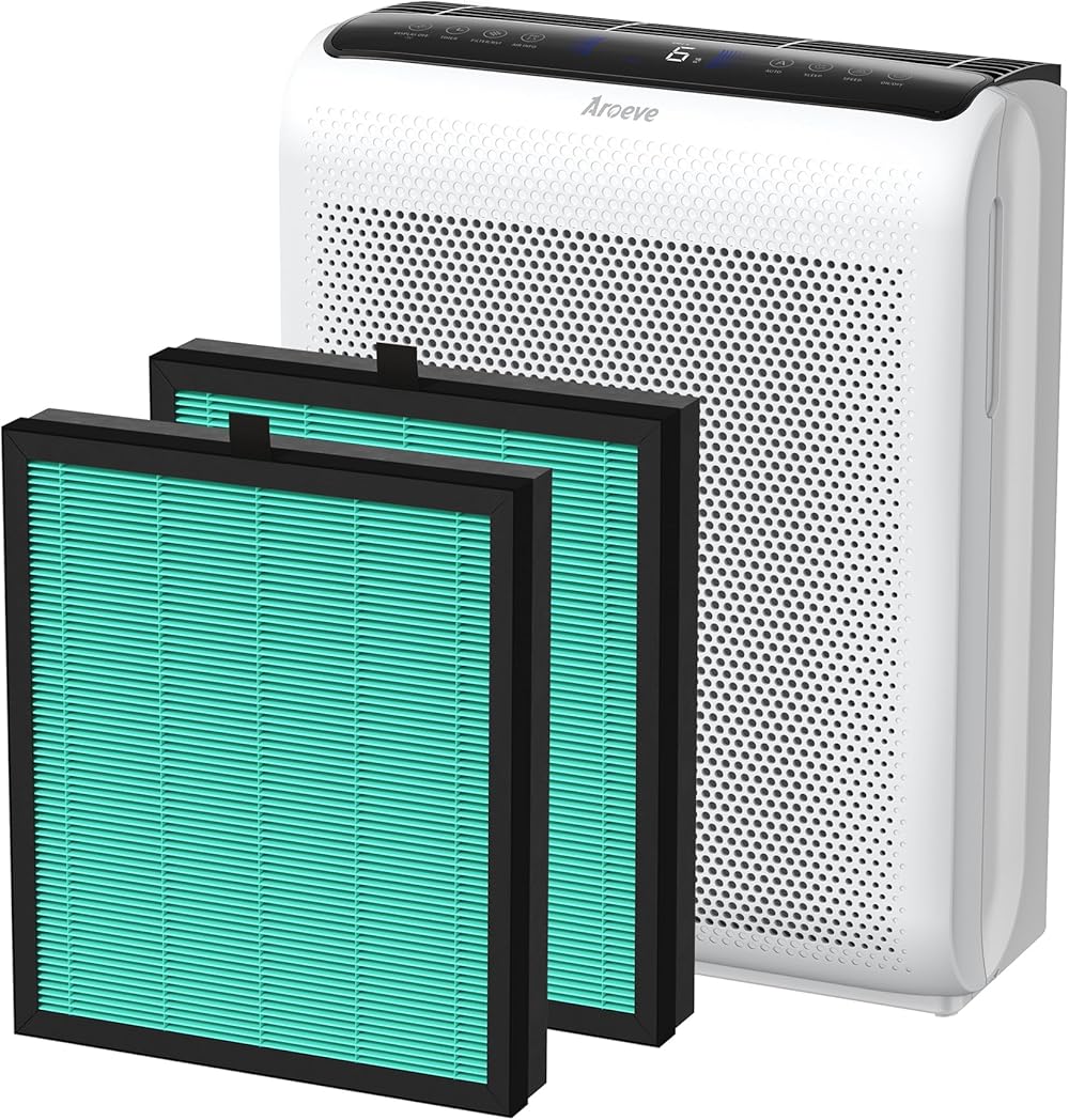 AROEVE Air Purifiers MK07 for Home Large Room Up to 1395 Sq Ft and MK07 Air Filter Pet Dander Version 2 Pack