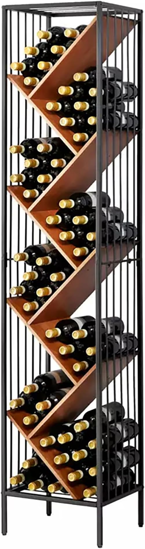 Wine Enthusiast Anjou Modular Metal & Pine Wood 78-Bottle Wine Rack - Modern Minimalist Standing Organizer & Storage Display, Design for Solo & Multi-Unit Exhibit