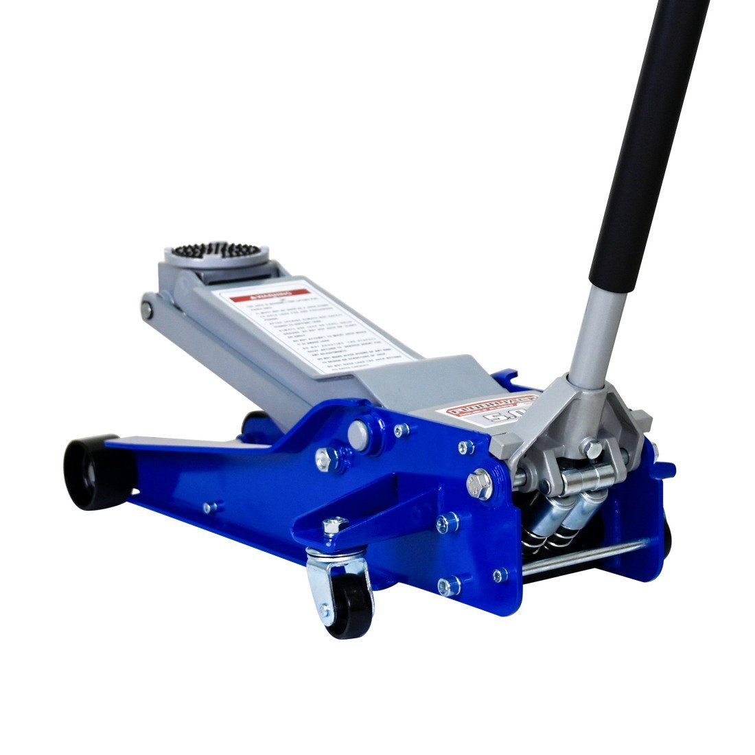 Floor Jack, 5 Ton Low Profile Floor Jack, Heavy-Duty Steel Racing Floor Jack with Dual Piston Quick Lift Pump, Lifting Range Between 3.9 to 21 Inch, Blue+Silver