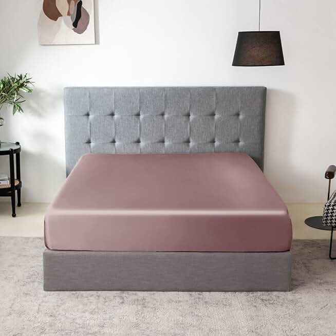 THXSILK Natural Silk Fitted Bed Sheet, 100% 7A+ Silk, Deep Pocket to 16