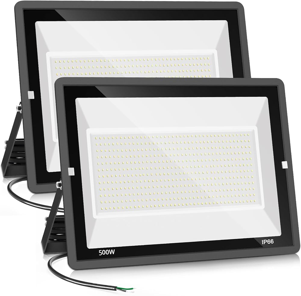 500W 2pack LED Flood Light Outdoor,(2750W Equivalent)Super Bright 58,500LM Daylight 5000K IP66 Waterproof Security LED Arena Lights,Commercial Lighting Floodlight for Backyard|Court|Stadium|Fields