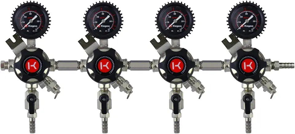 Kegco 3PLHU5S-4 Secondary Regulator, Four Product, Chrome