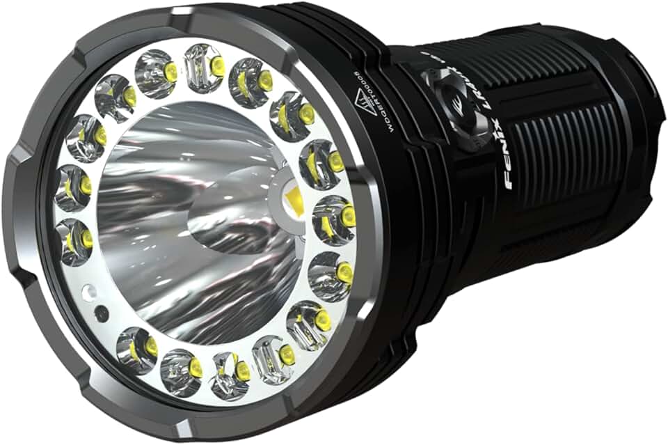 Fenix Flashlight, Long Range, Black, 16 Modes 15000 Max Lumens, 177 Max Runtime HR (LR40Rv2)