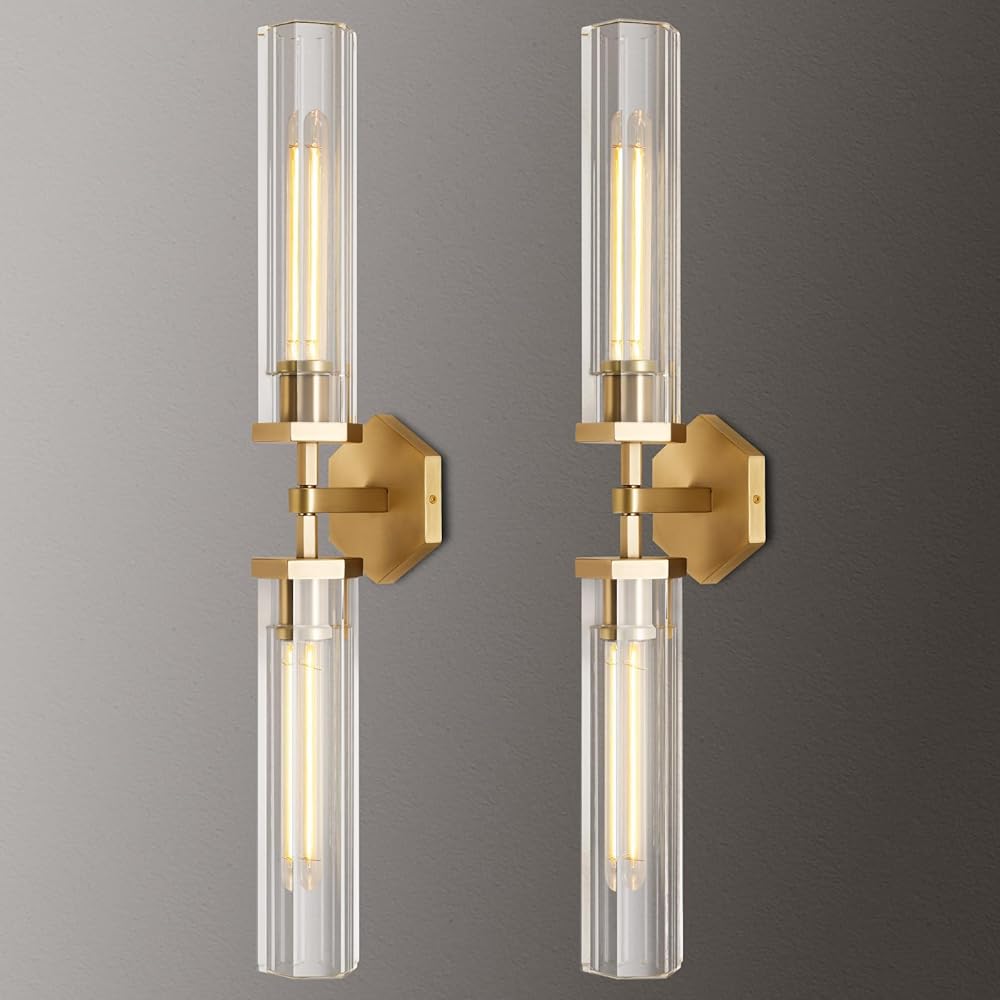 Gold Crystal Wall Sconces, 28.5