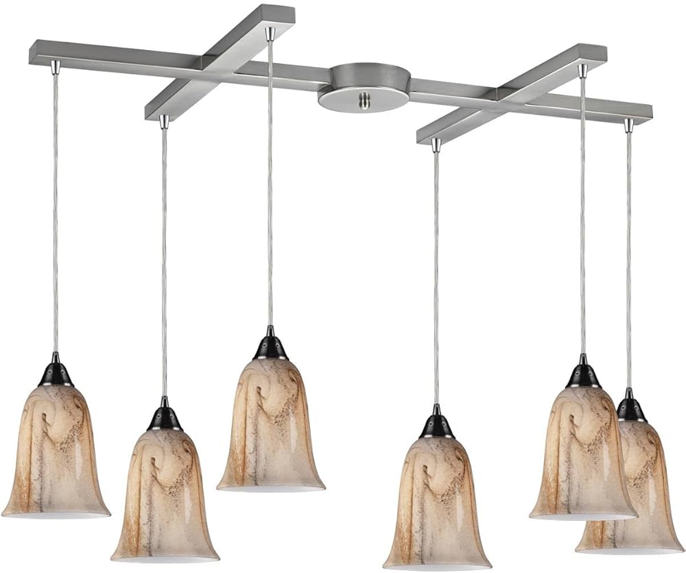 31138/6 Granite Six Light Pendant, Satin Nickel