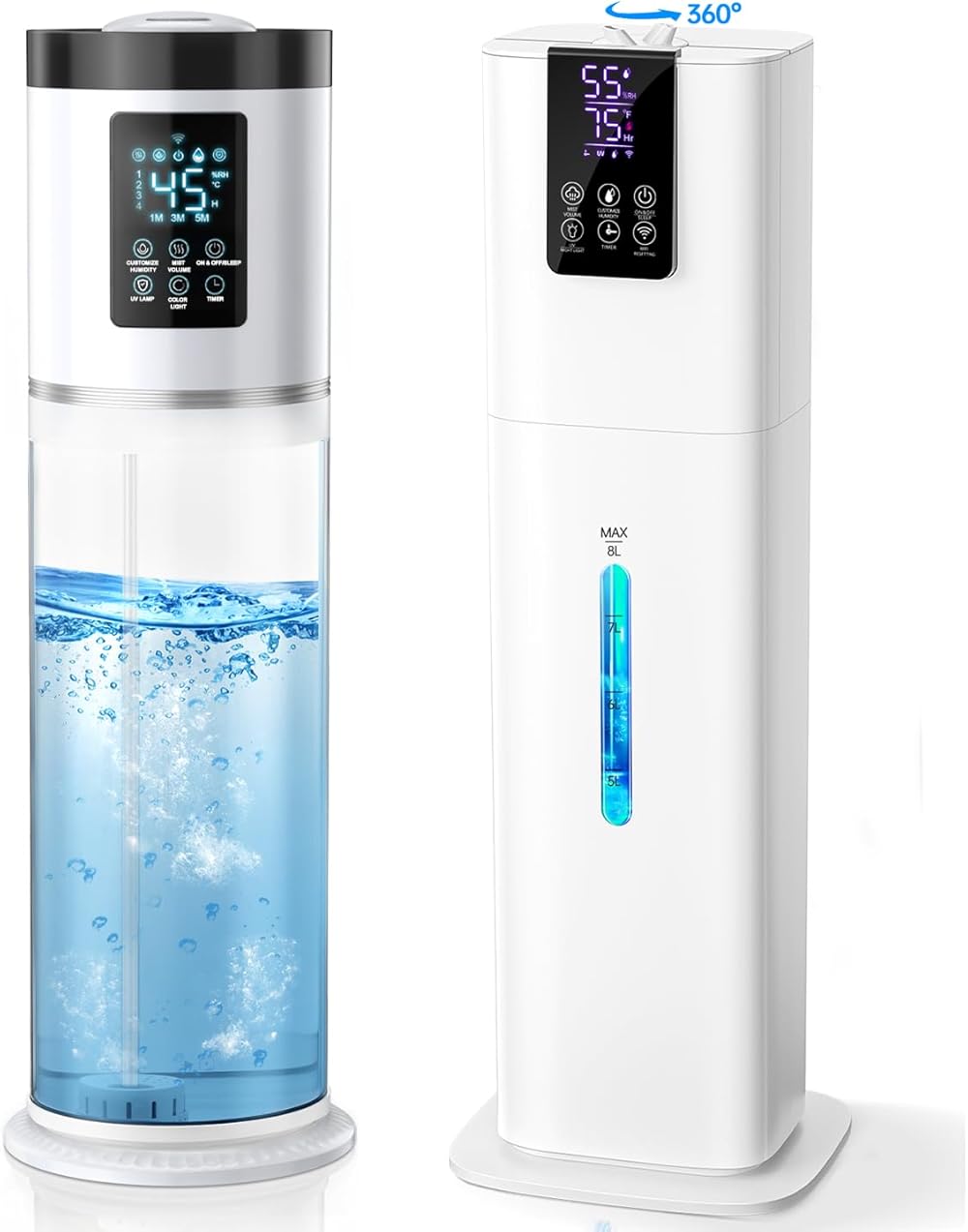 8L Humidifiers for Bedroom Large Room with Clear Tank, 7-Color Ambient Light, 8L Smart Humidifiers with Diffuser and Nightlight, for Home, Office, Nursery, Plant for Home, Office, Nursery, Plant