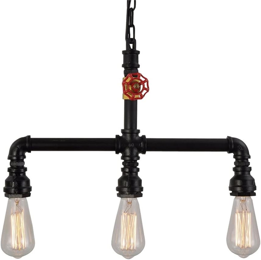 3-Light Cluster Pendant Lighting Ceiling Fixture Steampunk Water Pipe Chandelier, Industrial Kitchen Island Hanging Lamps, Dining Room Bar Farmhouse E27 Suspende Lights